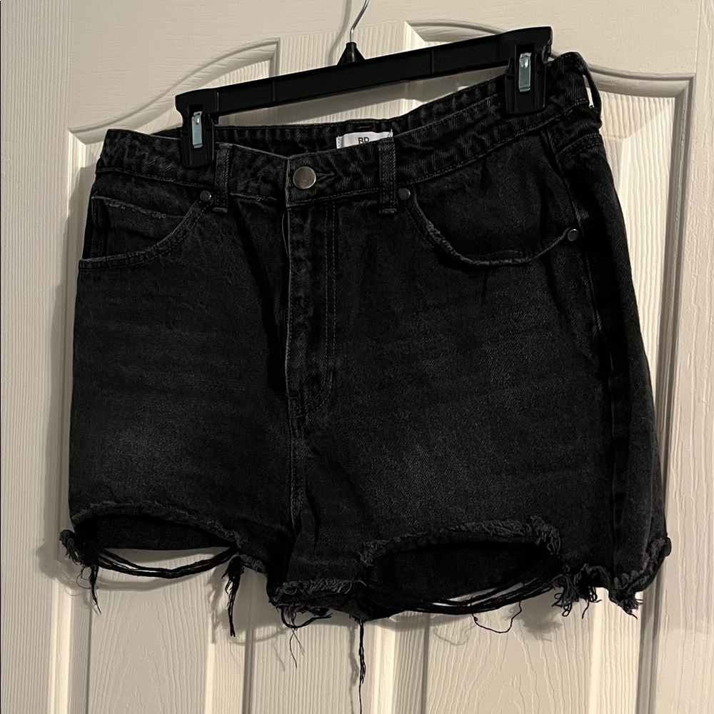 BP Dark Jean Shorts with Frayed Hem